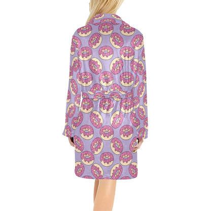Donut Pattern Print Design DN015 Women's Fleece Robe