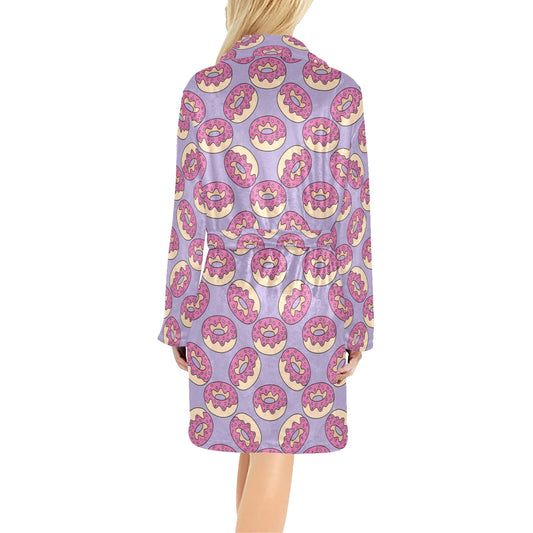 Donut Pattern Print Design DN015 Women's Fleece Robe