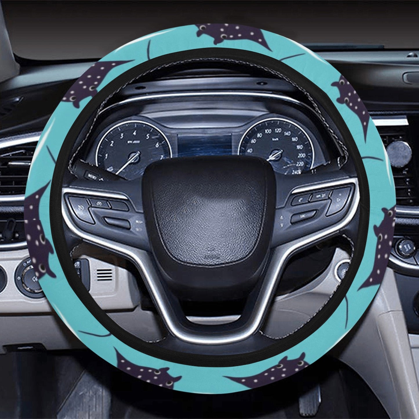 Manta Ray Print Design LKS403 Steering Wheel Cover with Elastic Edge