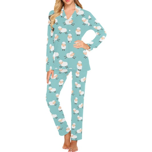Sheep Print Design LKS406 Women's Long Pajama Set