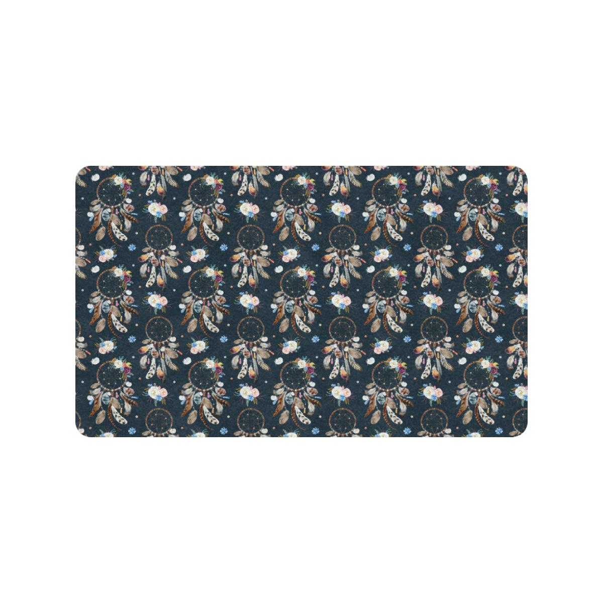 Dream Catcher Boho Floral Style Rubber Doormat