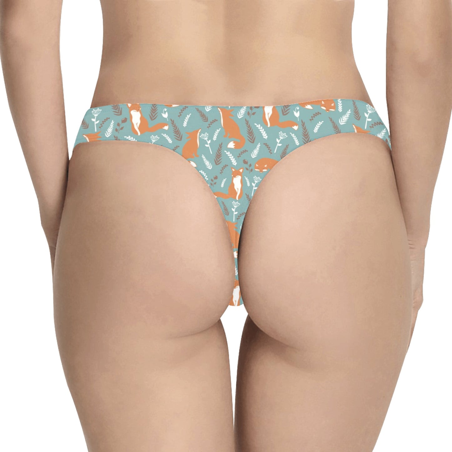 Fox Forest Print Pattern Women's Thongs