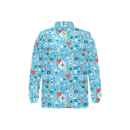 Medical Pattern Print Design 06 Long Sleeve Polo Shirt For Men's
