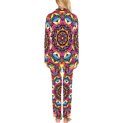 Kaleidoscope Pattern Print Design 02 Women's Long Pajama Set