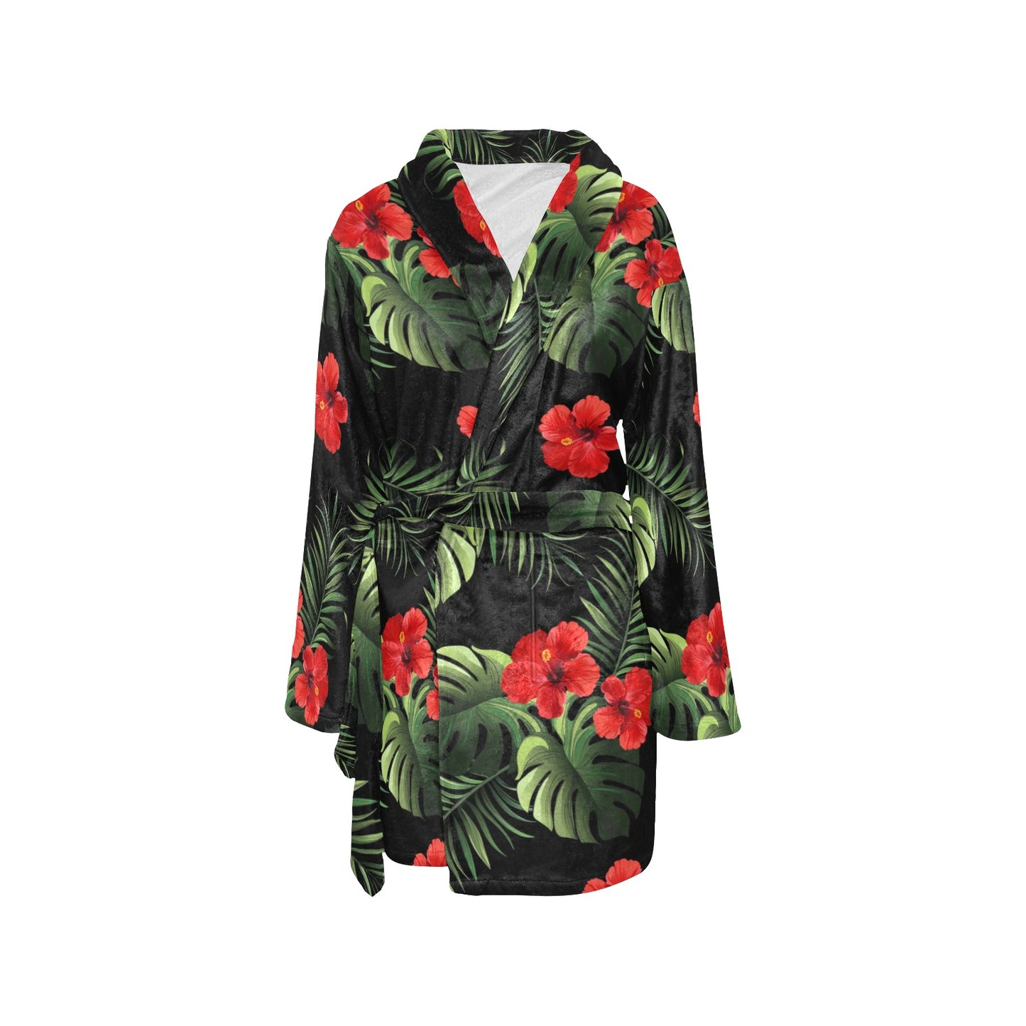Red Hibiscus Tropical Women's Fleece Robe
