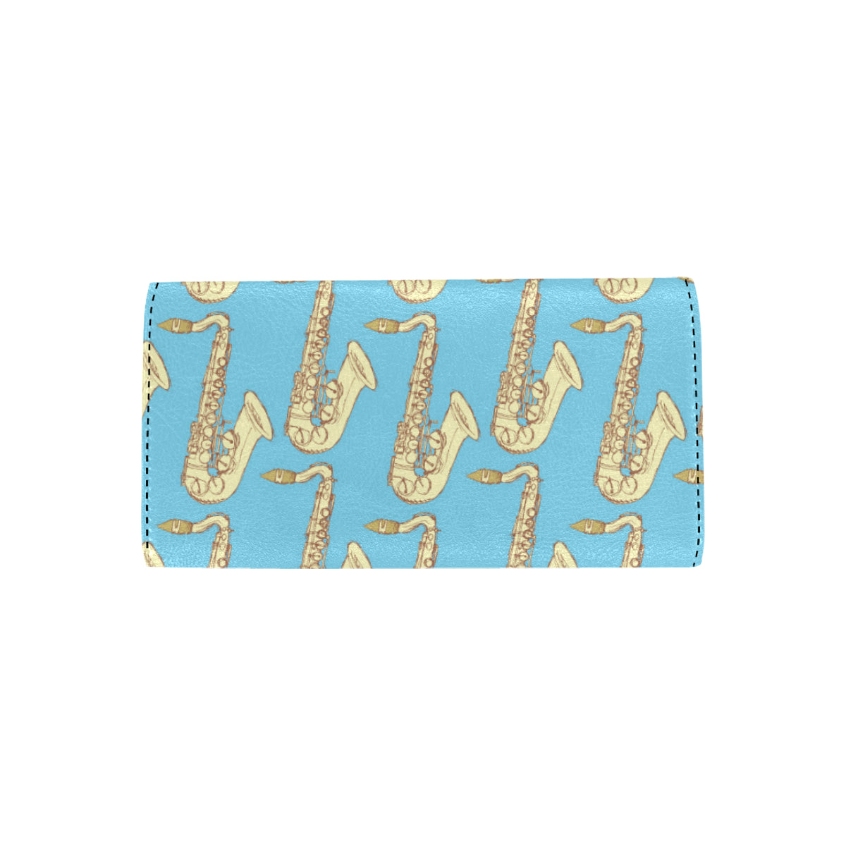 Saxophone Pattern Print Design 03 Women's Trifold Wallet