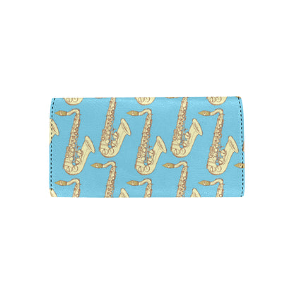 Saxophone Pattern Print Design 03 Women's Trifold Wallet