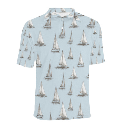 Sailing Ships Pattern Print Design A01 Men Polo Shirt