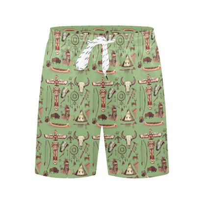 Native Indian Themed Design Print Men's Swim Trunks Beach Shorts
