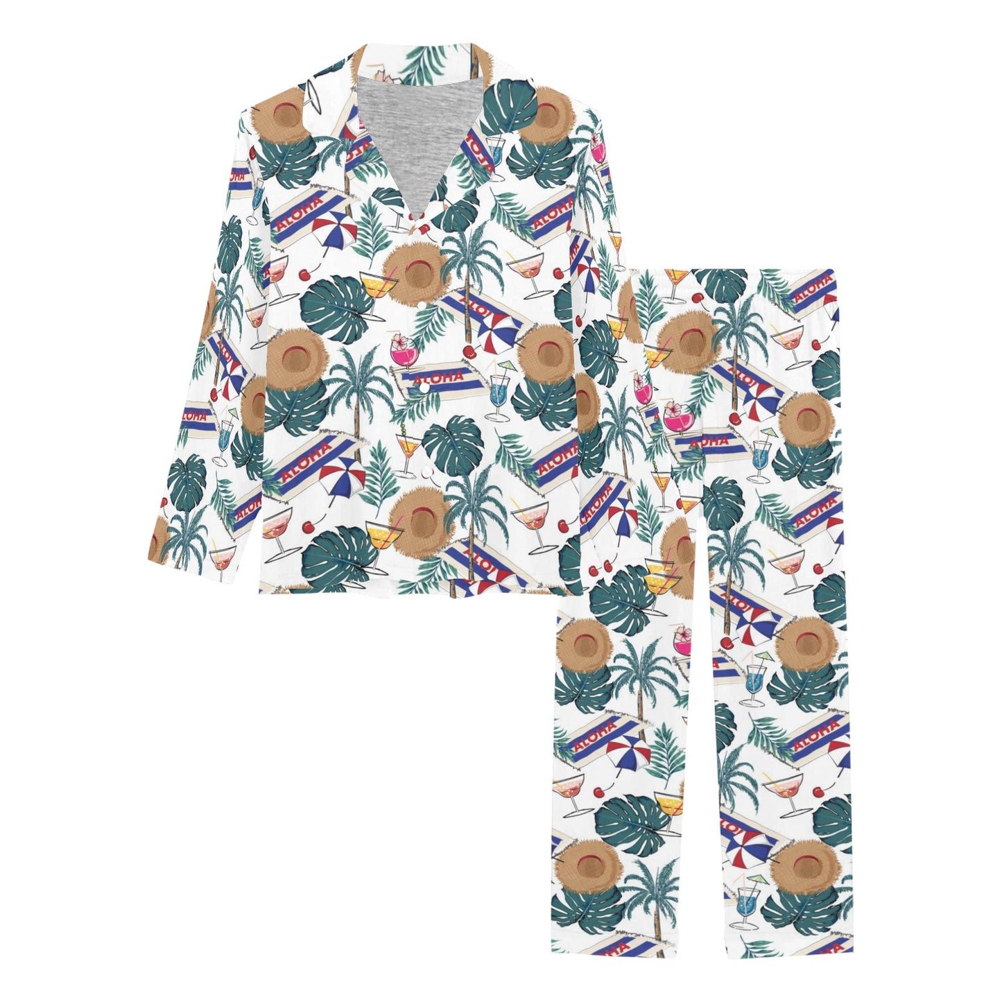 Aloha Hawaii Beach Pattern Print Design 04 Women's Long Pajama Set