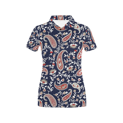 Paisley Pattern Print Design A05 Women's Polo Shirt