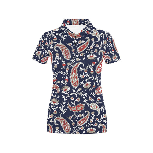 Paisley Pattern Print Design A05 Women's Polo Shirt