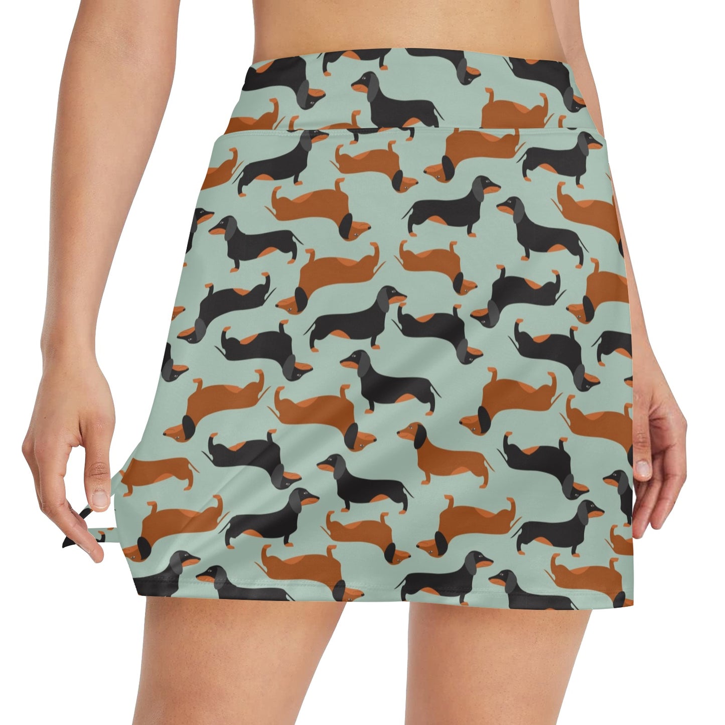 Dachshund Cute Print Pattern 17" Golf & Pickleball Skort with Pockets