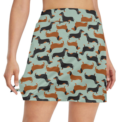 Dachshund Cute Print Pattern 17" Golf & Pickleball Skort with Pockets