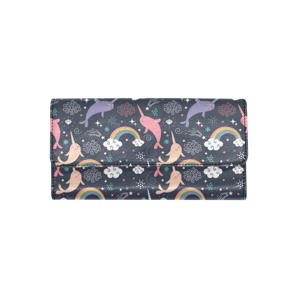 Narwhal Pattern Print Design 01 Women's Trifold Wallet