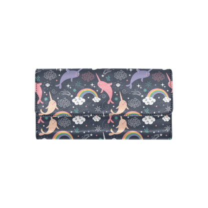 Narwhal Pattern Print Design 01 Women's Trifold Wallet