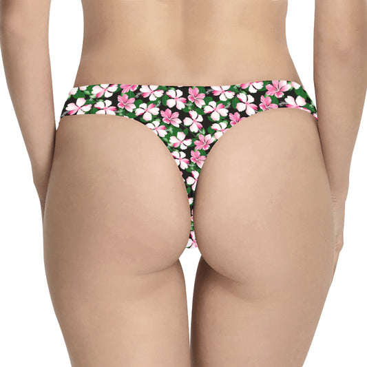Hibiscus Pink Flower Hawaiian Print Women's Thongs