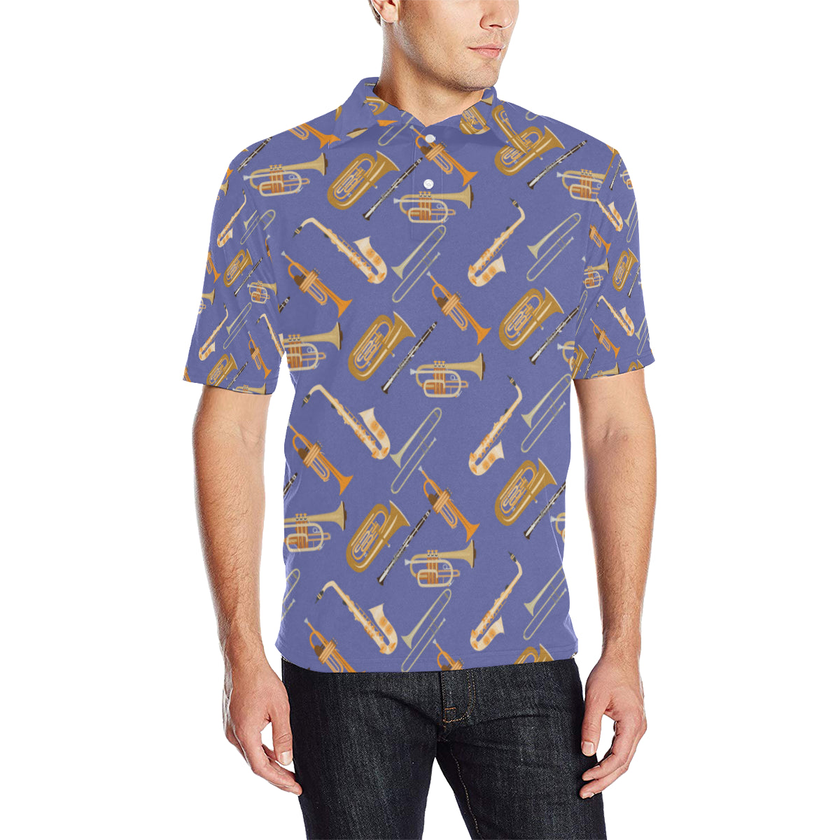 Trombone Pattern Print Design 02 Men Polo Shirt