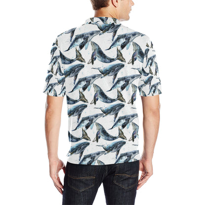 Blue Whale Pattern Print Design 03 Men Polo Shirt
