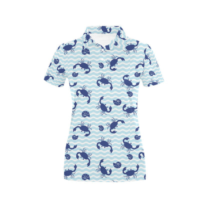 Crab Pattern Print Design 04 Women's Polo Shirt