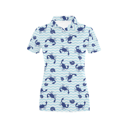 Crab Pattern Print Design 04 Women's Polo Shirt