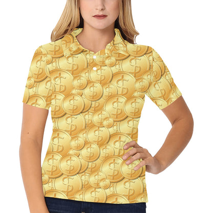 Dollar Pattern Print Design DO03 Women's Polo Shirt