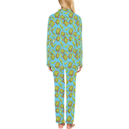Sandwich Avocado Print Design LKS306 Women's Long Pajama Set