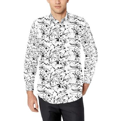 Splatter Print Design LKS305 Men's Long Sleeve Dress Shirt