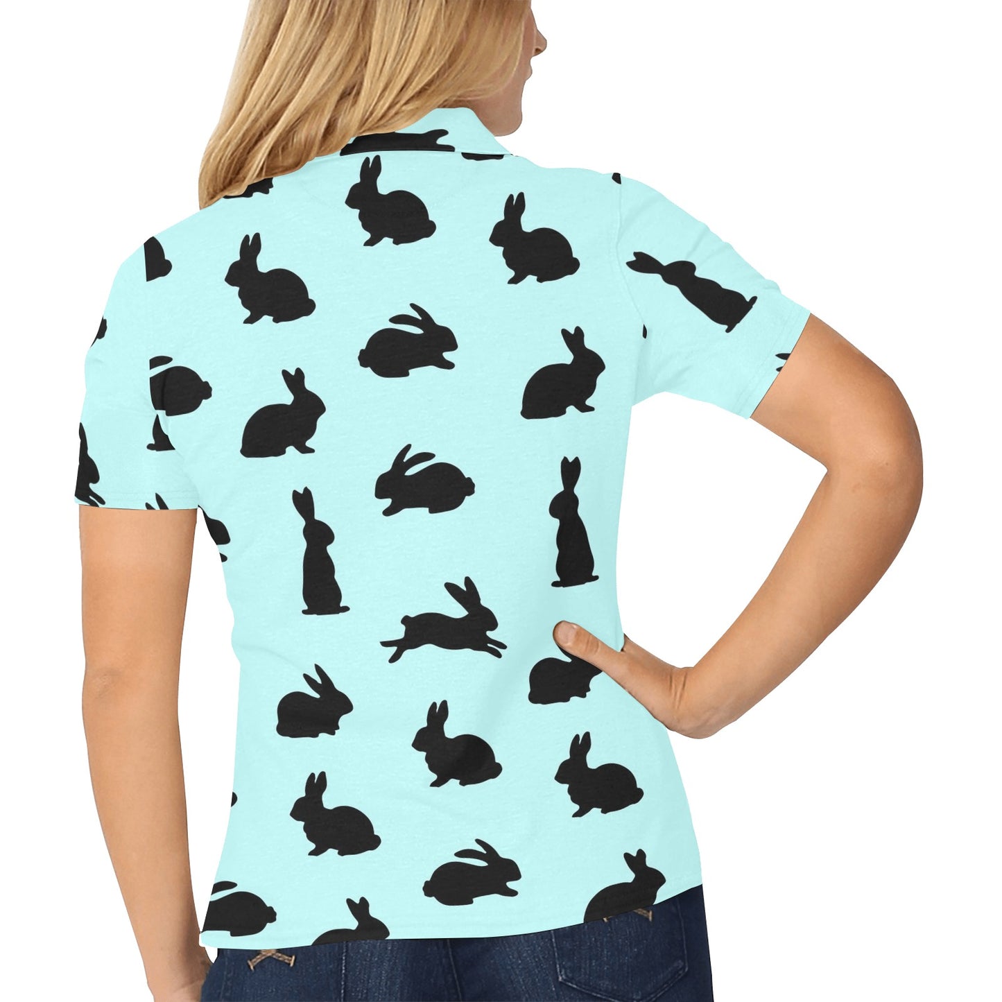 Rabbit Pattern Print Design RB010 Women's Polo Shirt