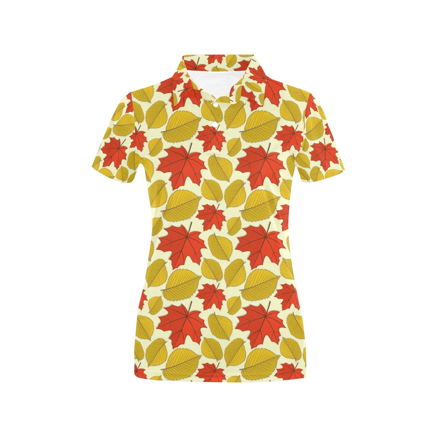 Elm Maple Leave Print Pattern Women's Polo Shirt