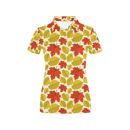 Elm Maple Leave Print Pattern Women's Polo Shirt