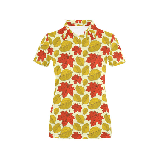 Elm Maple Leave Print Pattern Women's Polo Shirt