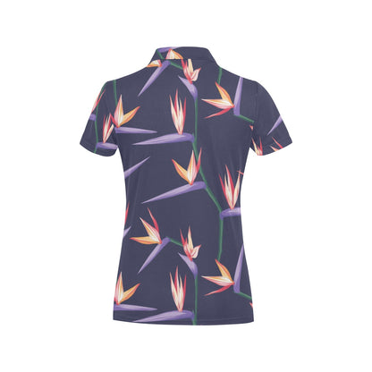 Bird Of Paradise Pattern Print Design BOP015 Women's Polo Shirt