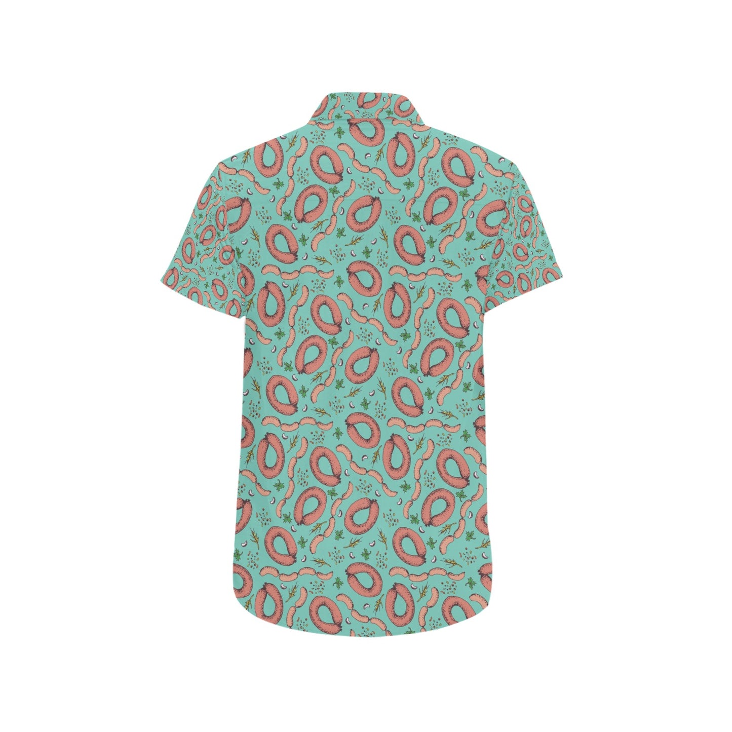 Sausage Print Design LKS303 Men Short Sleeve Button Up Shirt