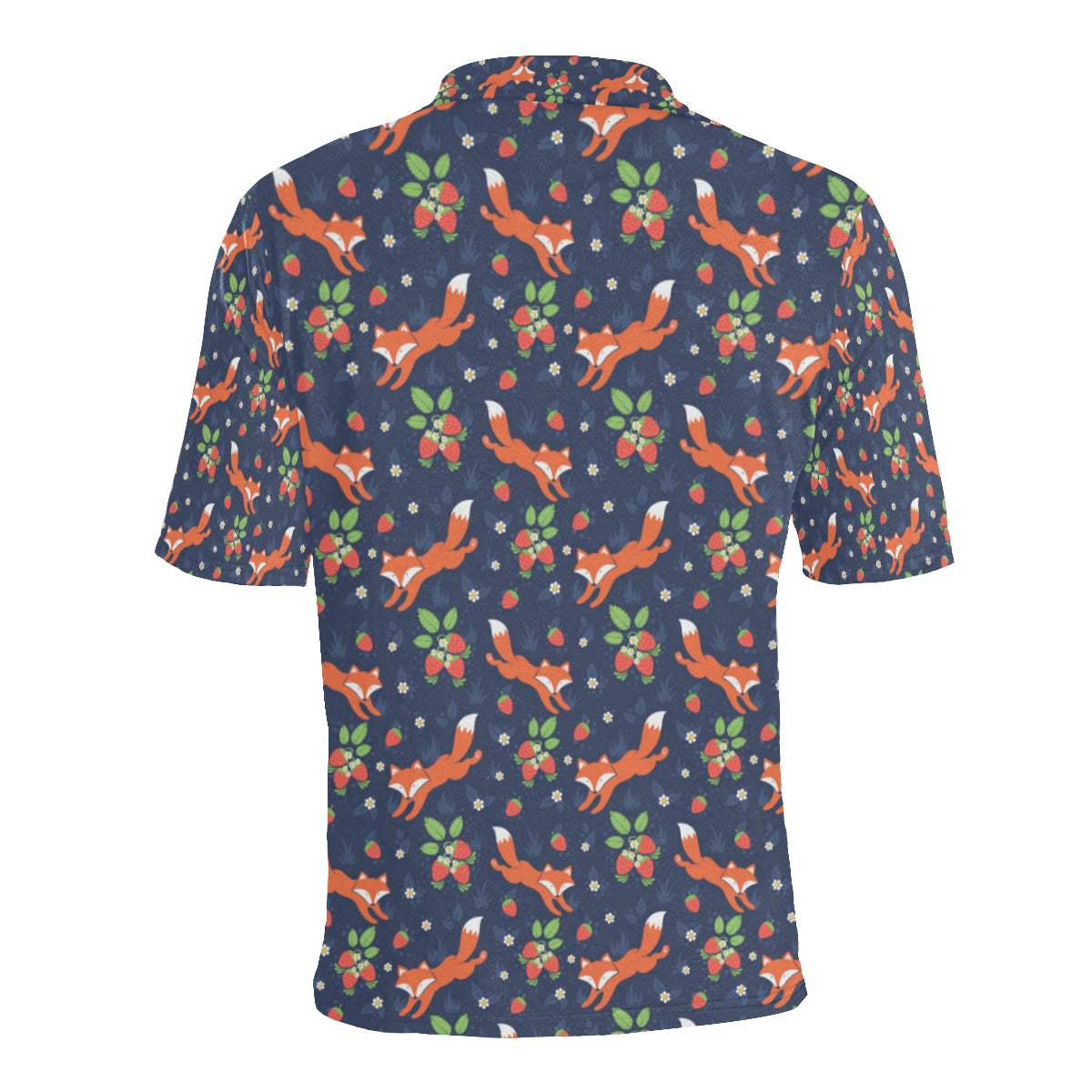 Fox Strawberry Print Pattern Men Polo Shirt