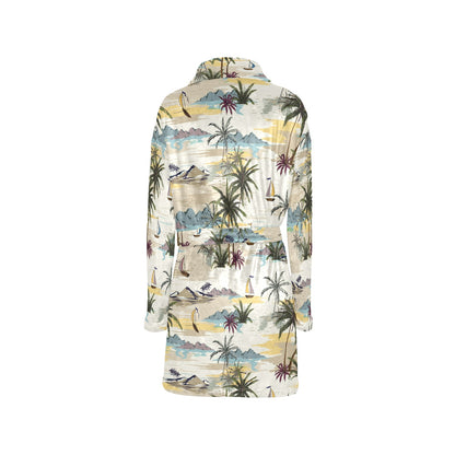 Palm Tree Beach Print Women's Fleece Robe