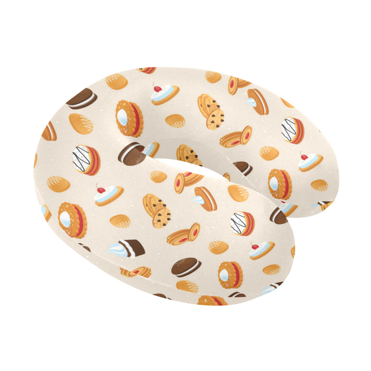 Biscuit Pattern Print Design 01 U-Shaped Travel Neck Pillow