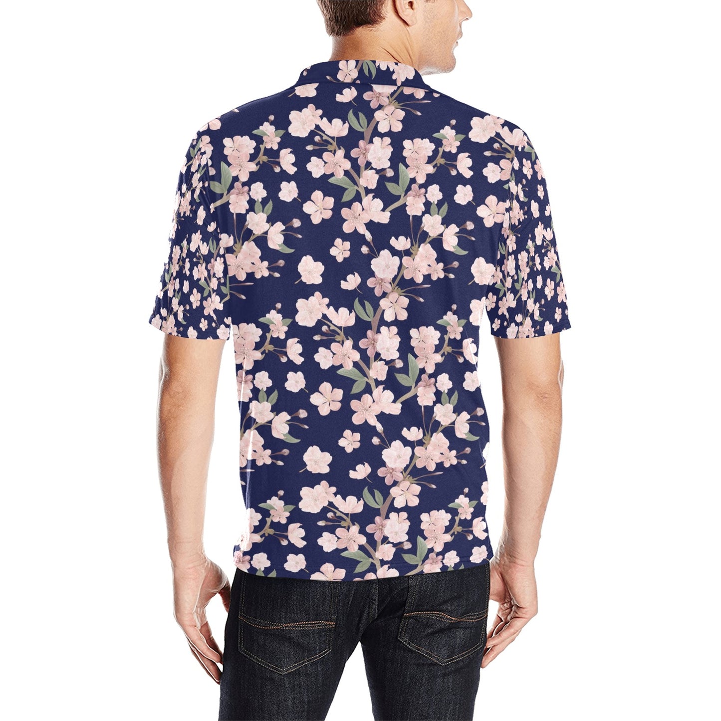 Sakura Print Design LKS301 Men Polo Shirt