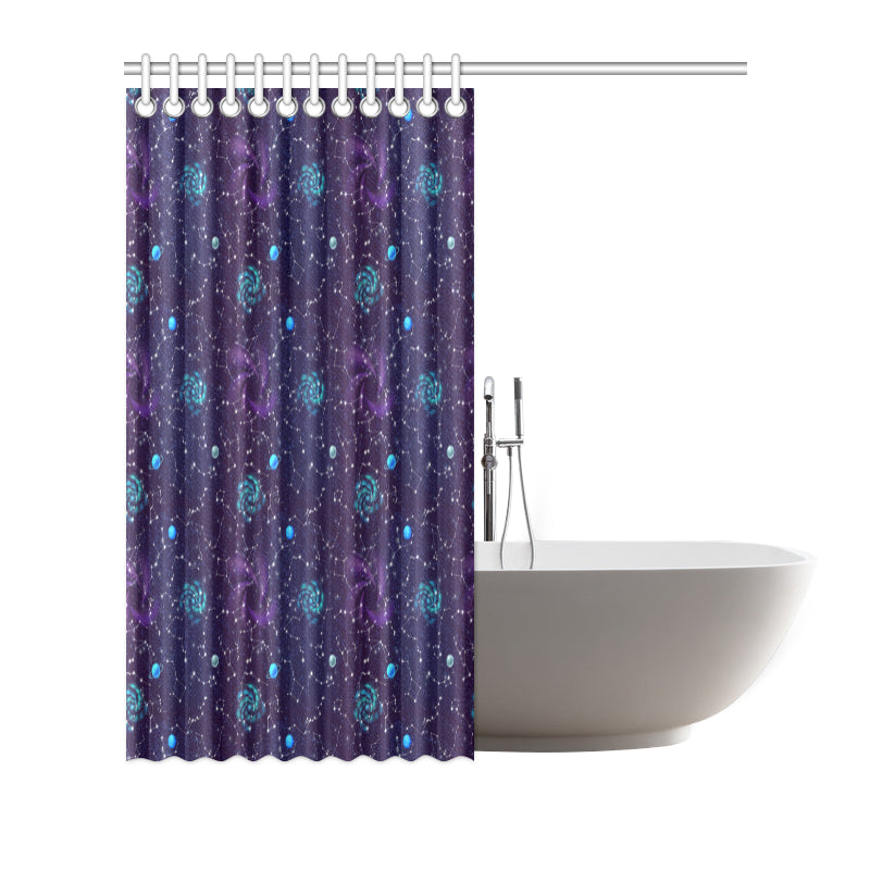 Zodiac Galaxy Design Print Shower Curtain