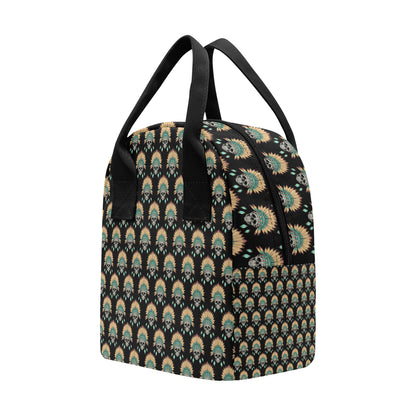 American indian Skull Pattern Insulated Lunch Bag