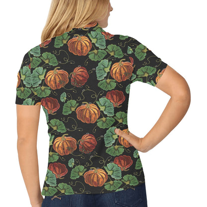 Pumpkin Pattern Print Design A02 Women's Polo Shirt