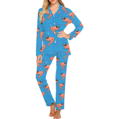 Prawn Cute Pattern Print Design 03 Women's Long Pajama Set