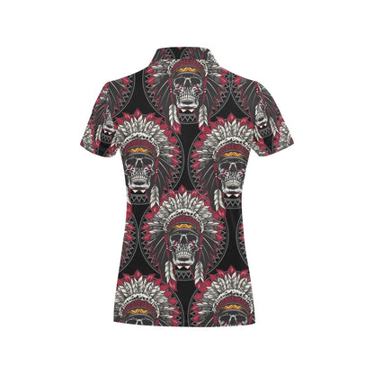 Native Indian Skull Women's Polo Shirt