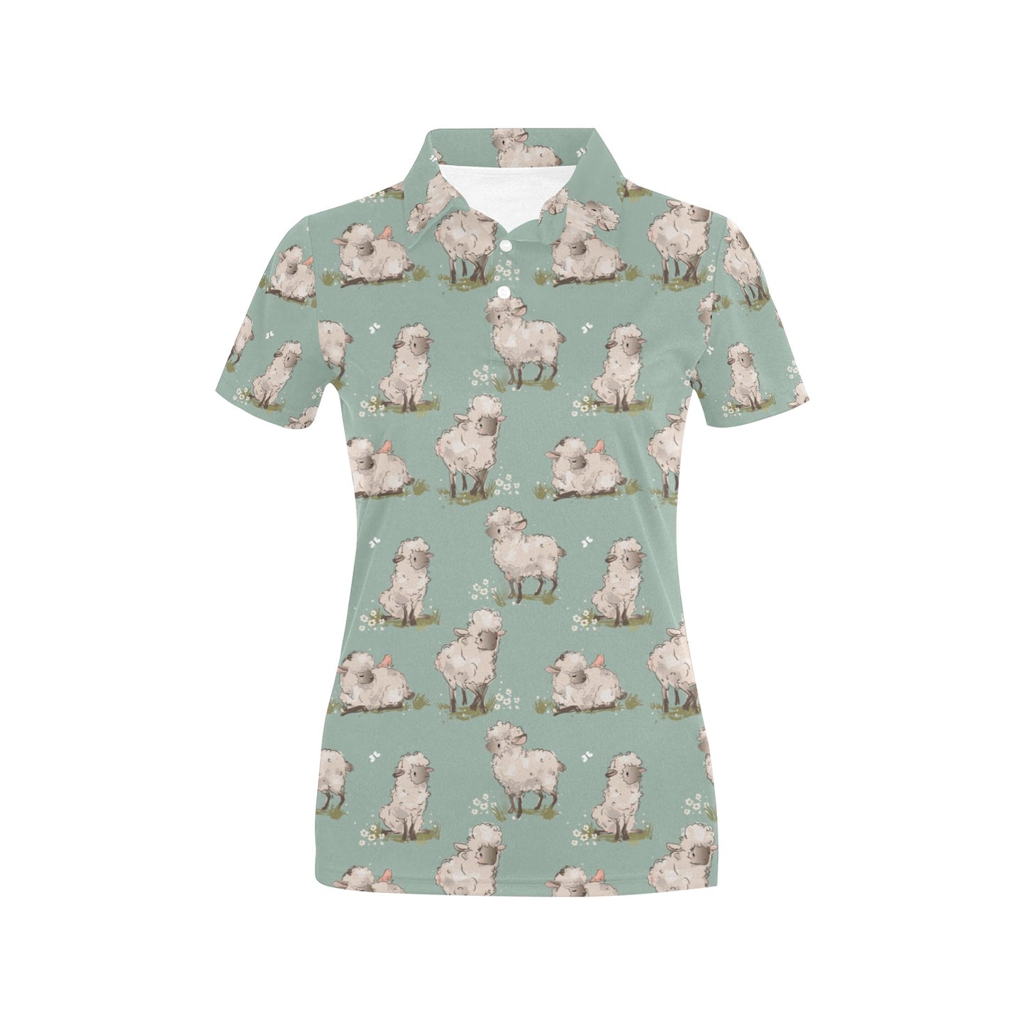 Sheep Print Design LKS405 Women's Polo Shirt