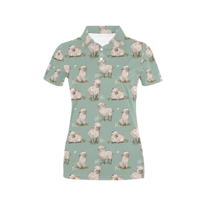 Sheep Print Design LKS405 Women's Polo Shirt