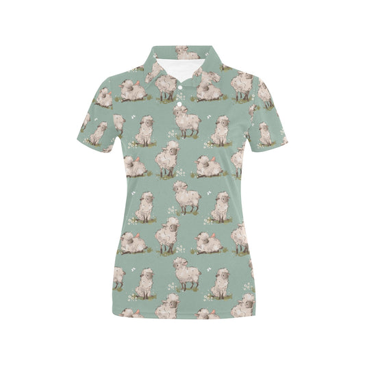 Sheep Print Design LKS405 Women's Polo Shirt