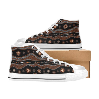 Aboriginal Print Design LKS404 Men's High Top Canvas Shoes