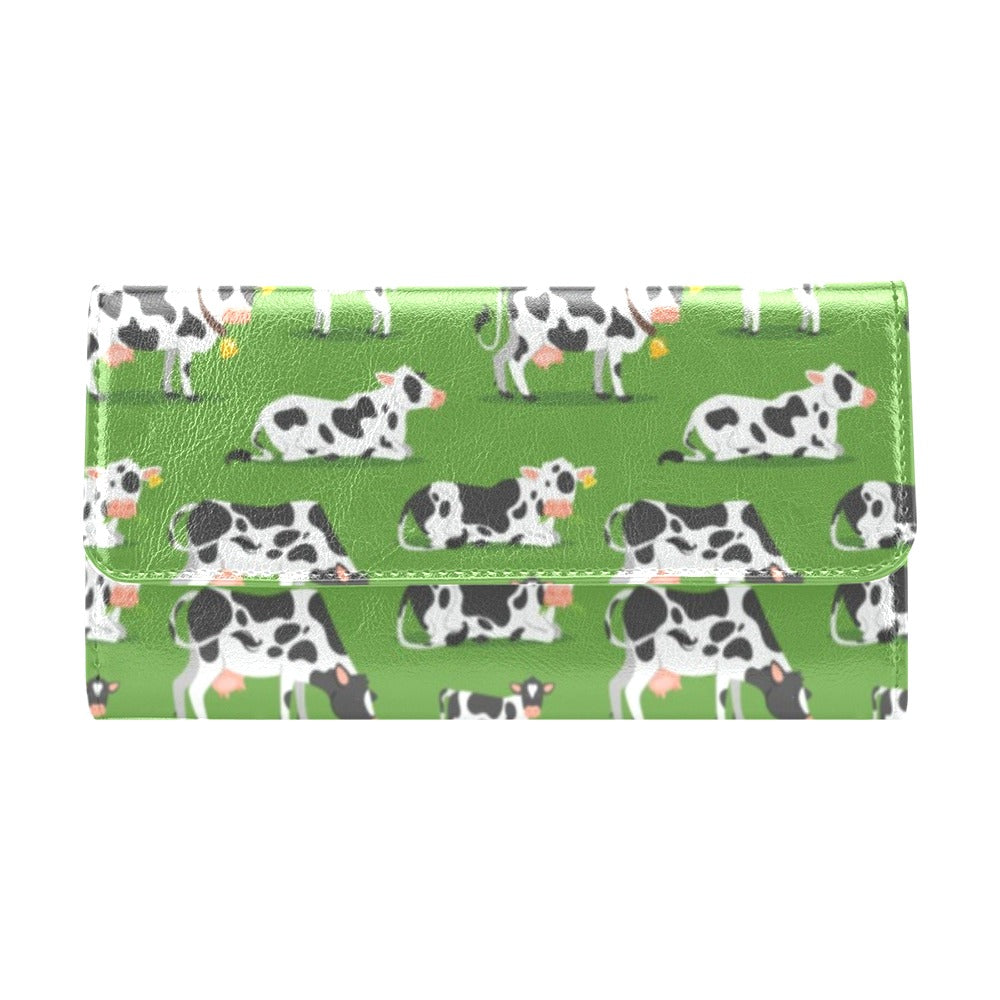 Cow Happy Print Pattern Women's Trifold Wallet