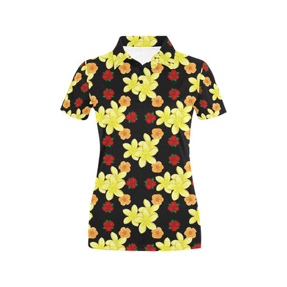 Yellow Plumeria Pattern Print Design PM04 Women's Polo Shirt