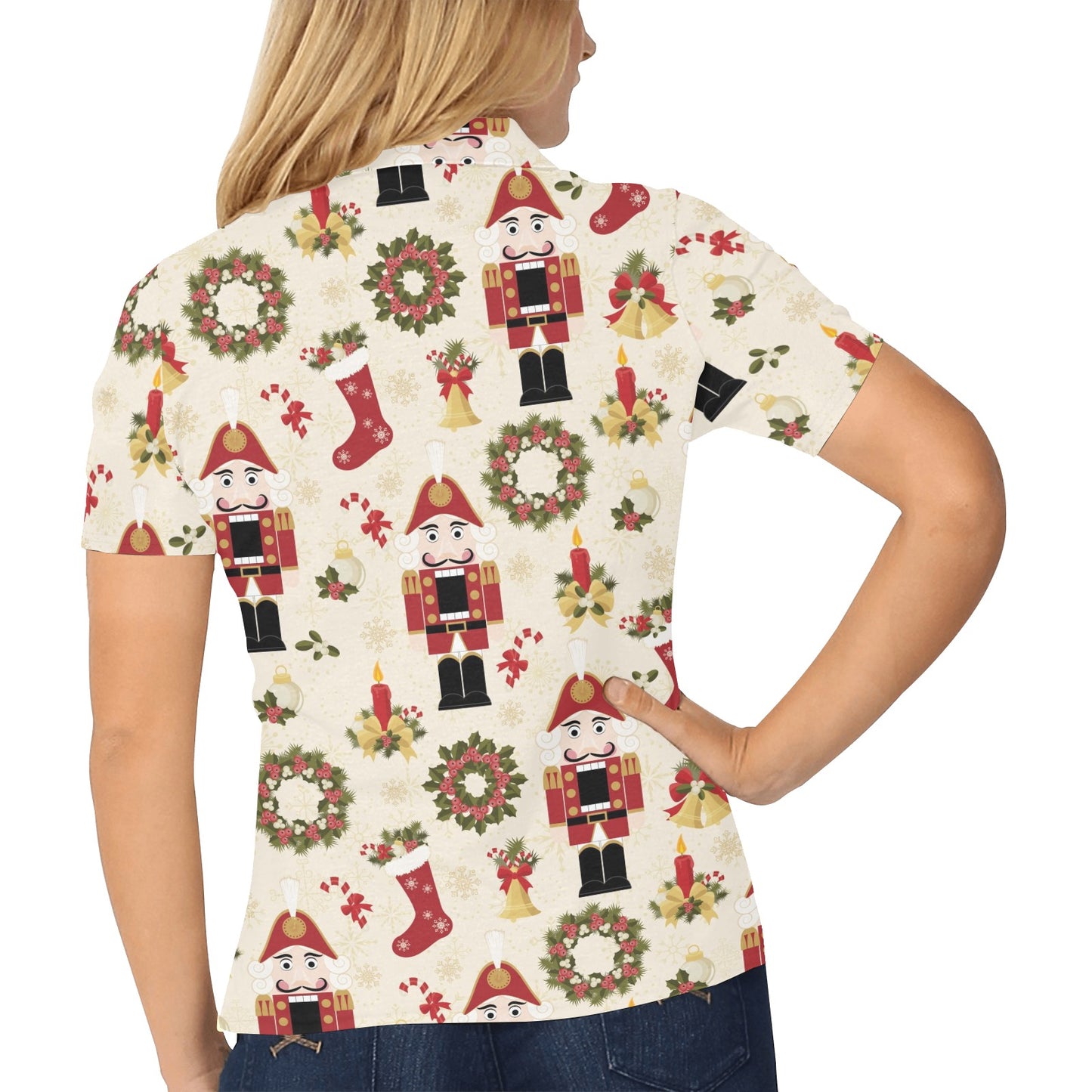 Nutcracker Pattern Print Design A01 Women's Polo Shirt